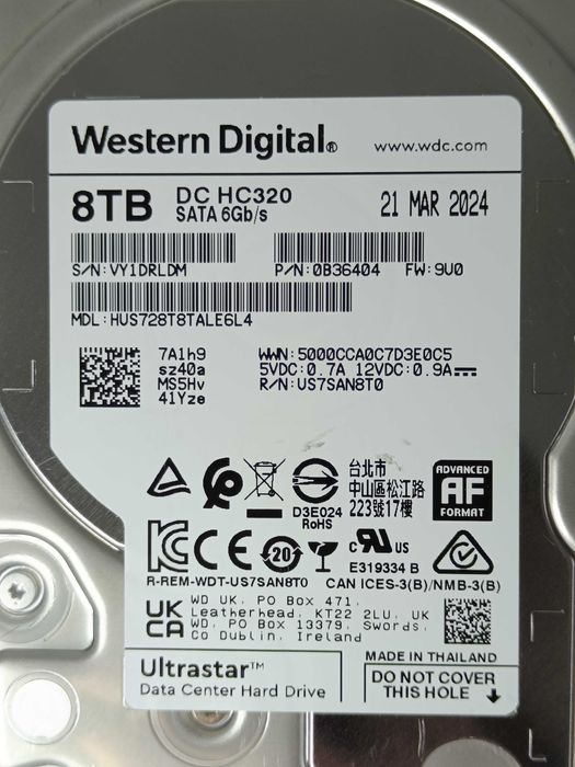 Хард диск HDD Hard WD 8TB DC HC320 7200RPM HUS728T8TALE6L4 2024 РОКУ!