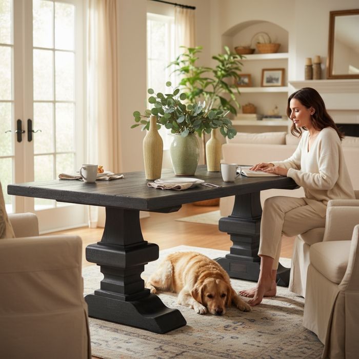 Stół klasztorny 220 stare drewniany vintage RUSTIC czarny dąb dębowy