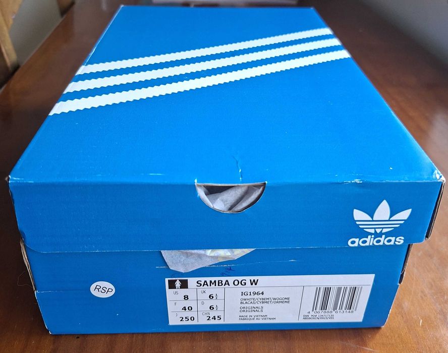 Sapatilhas casual unissexo Adidas Samba OG em branco, tamanho 40.