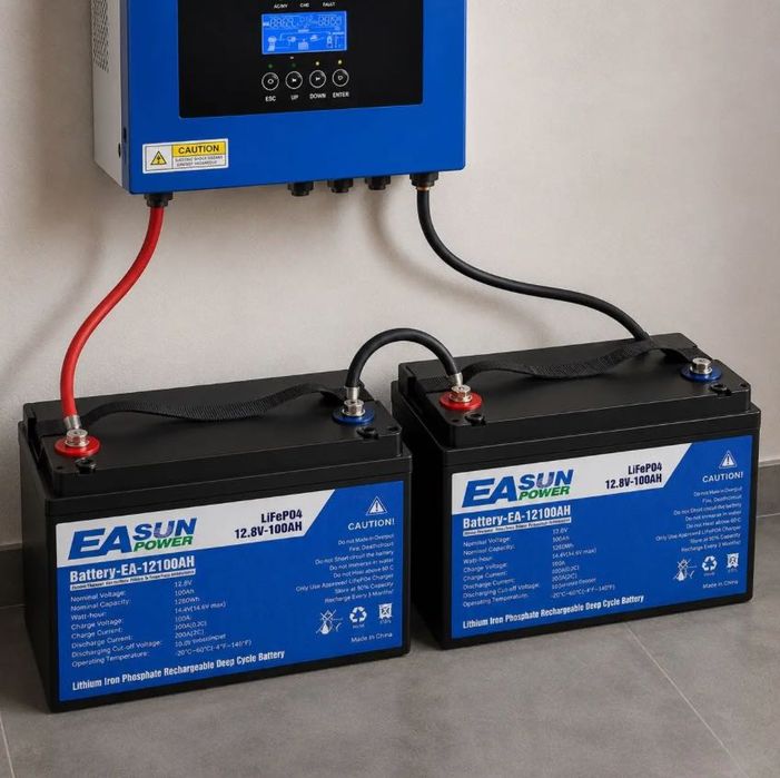 Инвертор гибридный Anenji WiFi 4,2 кВт с двумя АКБ LiFePO4 12V 100Ah для дома