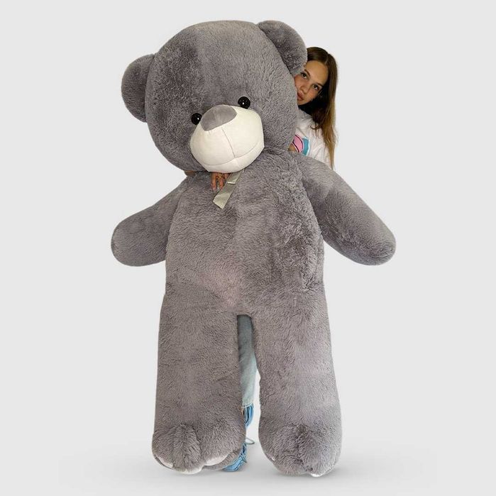 Великий м'який ведмедик Ветлі 200 см Сірий