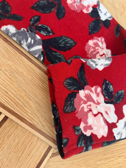 платье туника для девочки теплое красное в цветы H&m 146-152 см, 10-11