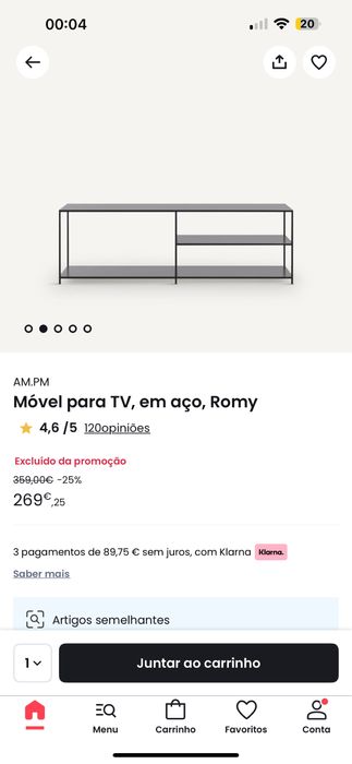 Aparador de metal preto para TV La Redoute – como novo