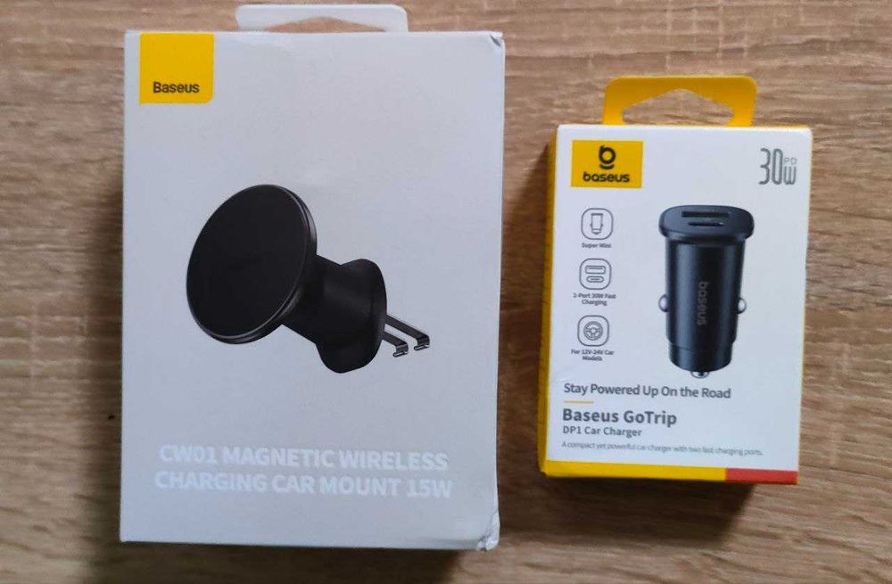 Магнітний тримач Бездротова Зарядка Baseus CW01 15Вт +зарядка 30Вт DP1