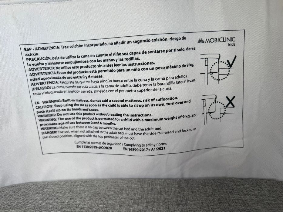 Berço Next to Me Mobiclinic | Usado durante 6 meses. Como NOVO