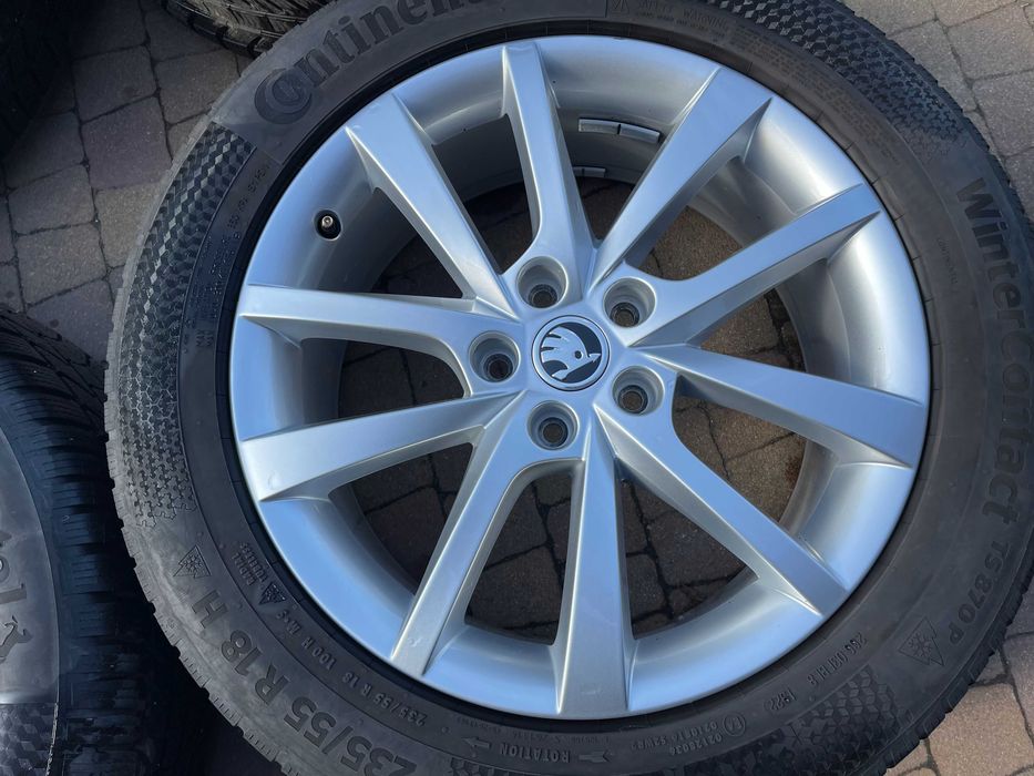 4056. Koła zimowe Kodiaq oryginalne 5x112 235/55/18 8.7mm 2025r Conti