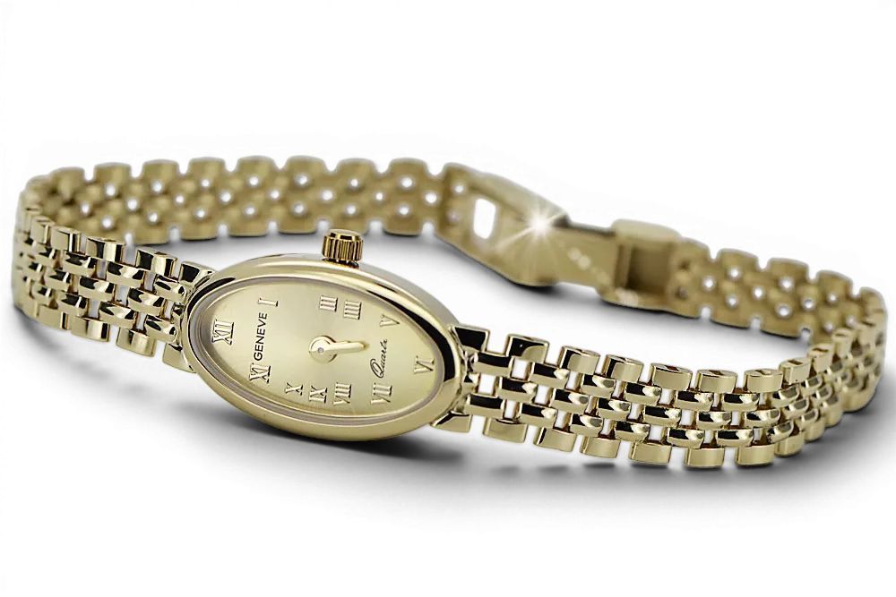 Prześliczny 14K 585 złoty damski zegarek Geneve lw128y Poznań biżuteria