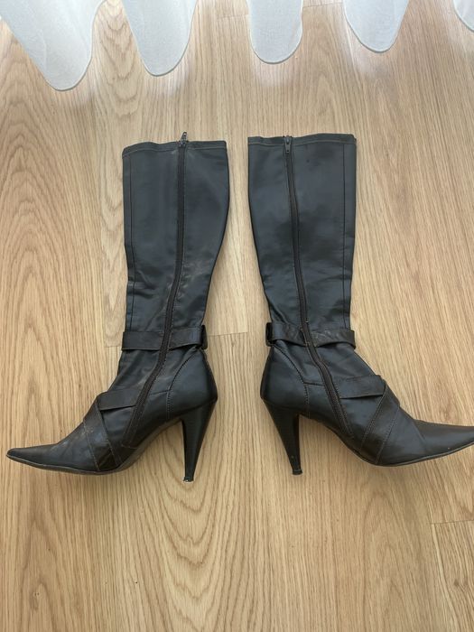 Botas  castanho terra, cano alto, N.38