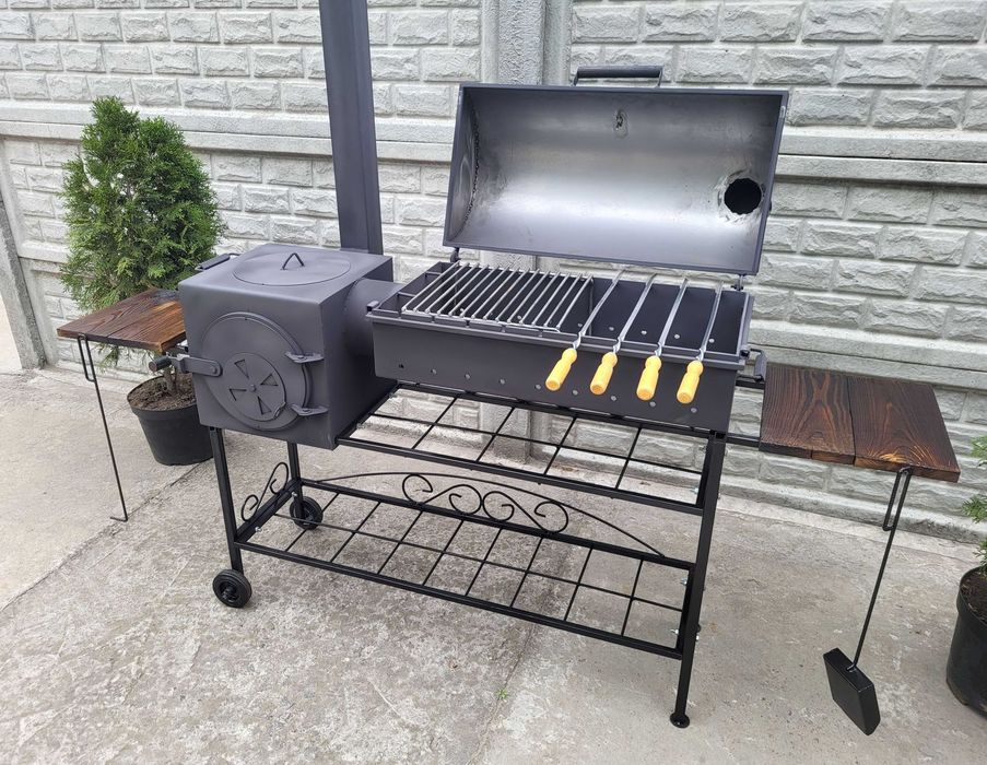 УСИЛЕННЫЙ! -17%! 3/5 мм! Мангал коптильня с печью под казан