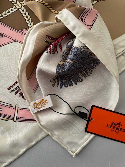 Стильна ВЕСНЯНА шовкова хустка HERMES 90см