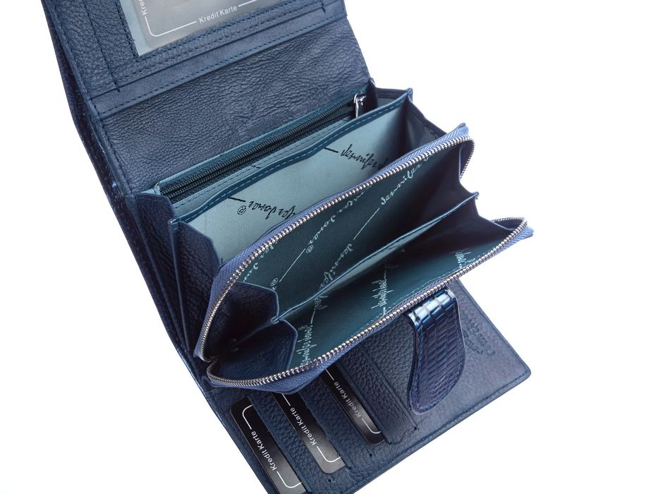 portfel damski niebieski lakierowany duży jennifer jones