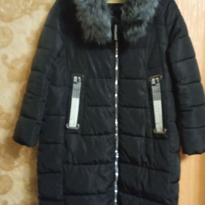 Куртка парка с капюшоном зима мех искусственный XL