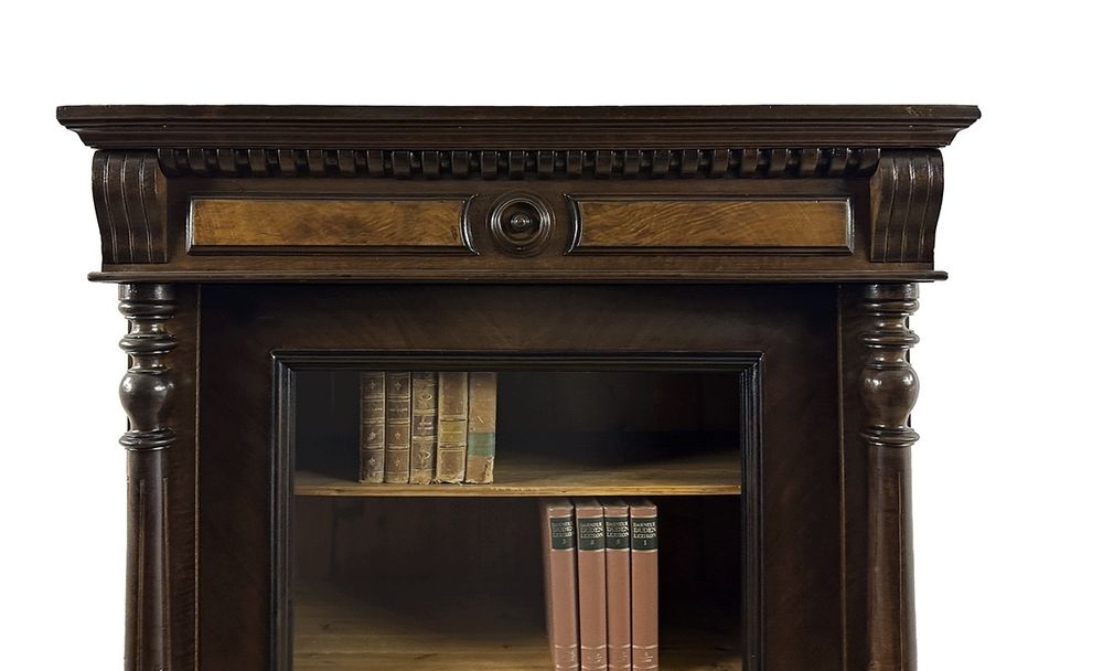 WITRYNA BIBLIOTEKA z kolumnami XIX w. antyk, szuflada