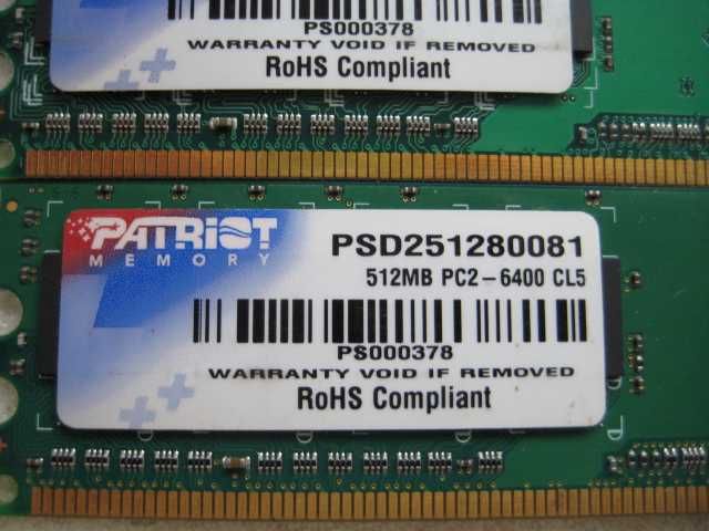 Pamięć RAM PATRIOT DDR2 800MHz Razem 4GB cena za całość.