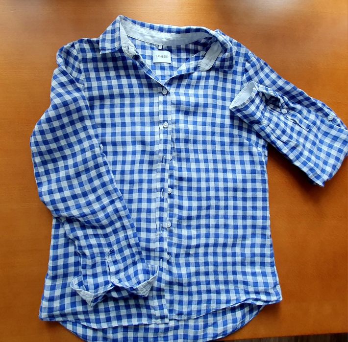 Koszula Lambert w biało-niebieską kratę, r. 34