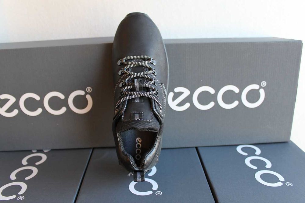 ECCO - кожаные черные кроссовки - туфли - кросівки .(код:18-12чер.)