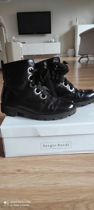 Botki workery  zimowo jesienne r. 38 Sergio Bardi skóra naturalna laki