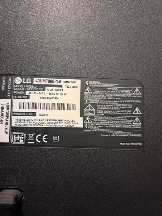 TV LG 43UM7000 peças