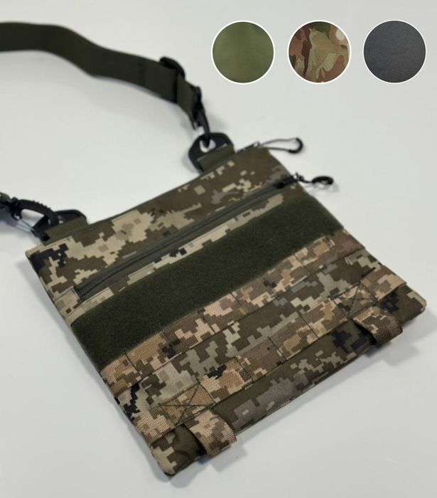 Чоловіча тактична сумка месенджер через плече тактическая плечо чорна