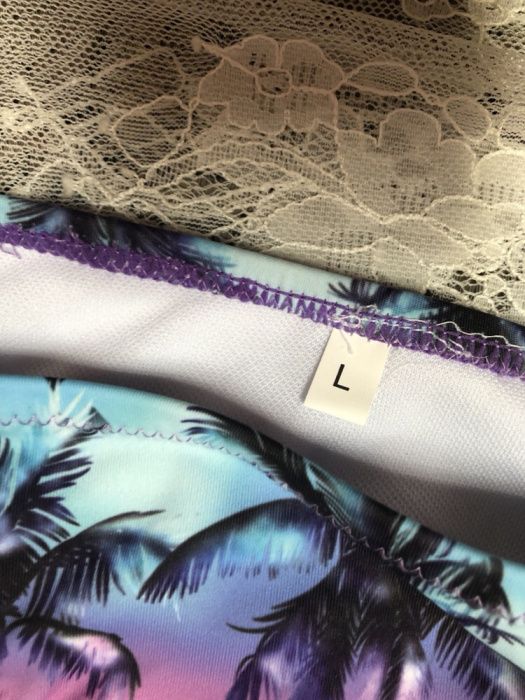 Cuecas Bikini - Estampado Palmeiras Azul e Lilás- L - NOVAS