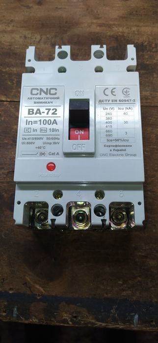 Автоматичний вимикач ВА 72 100А 3 полюси 380В CNC