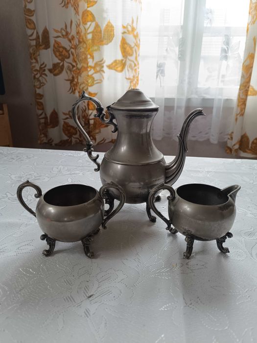 Komplet do kawy English Silver Mfg Corp USA – plater, 3 części