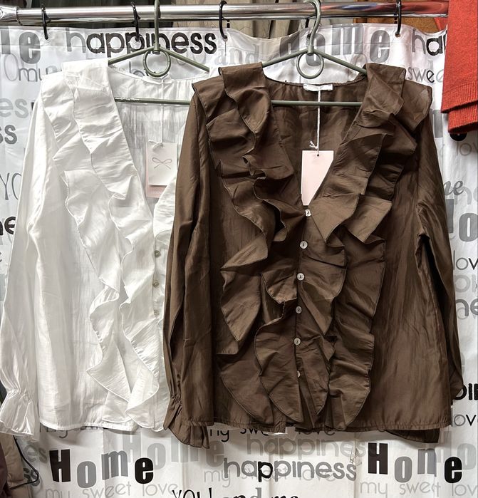 Блуза нарядная, натуральная, с воланами, Италия, М-XL