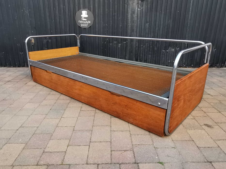 Sofa chrom proj. Hynek Gottwald/ KOVONA Czechosłowacja '40-60, Bauhaus