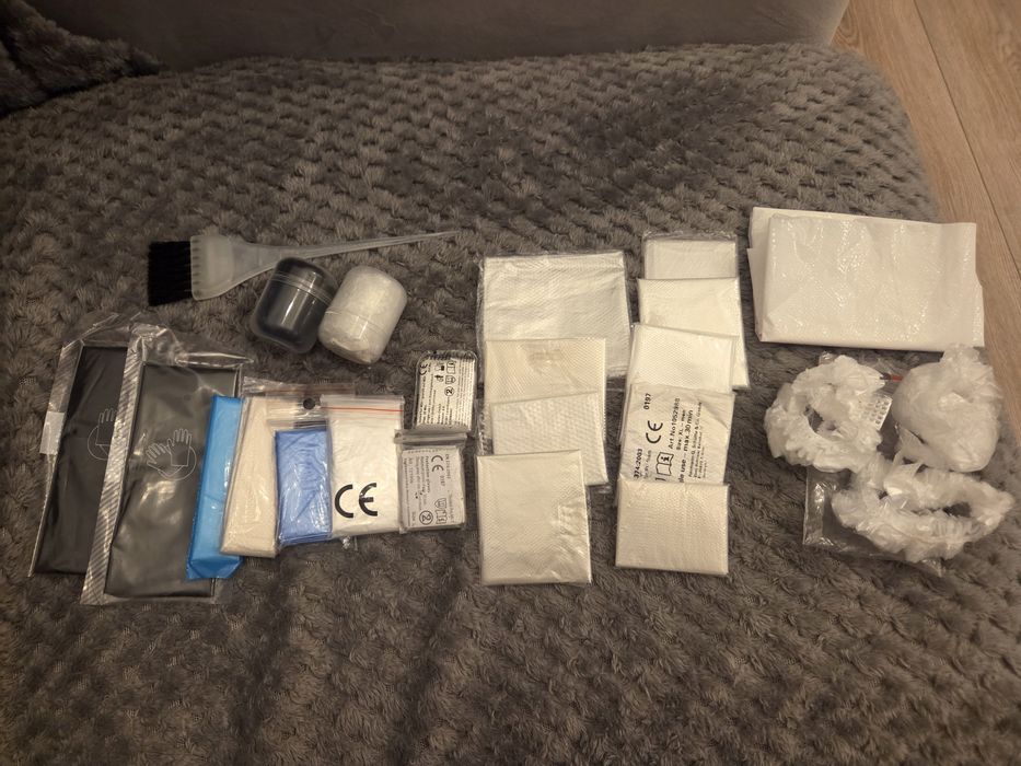 Rękawiczki jednorazowe do malowania ochronne czepek  peleryna pędzel