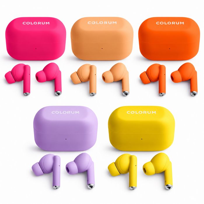 Sluchawki Bezprzewodowe Colorum TWS Bluetooth 5.3 pomarańczowe USB C Nowe