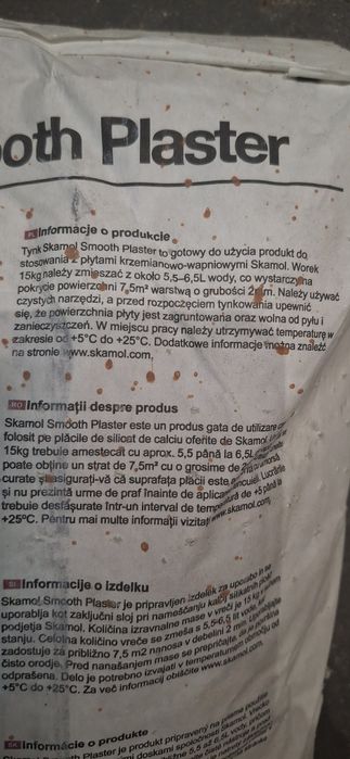 Skamol smooth plaster 15kg tynk kominek + gratis