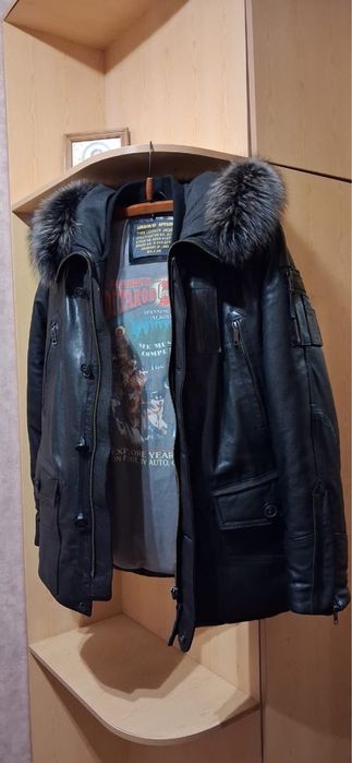 Куртка кожаная аляска
