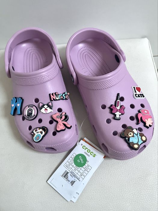 nowe crocsy liliowo-różowe crocs purple pink