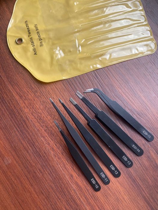 Антистатичний пінцет набір 6шт вигнутий ESD-15 та інші Esd 10-14