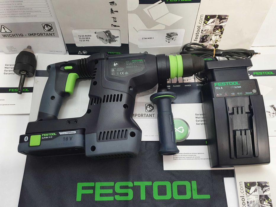 Komplet narzedzi FESTOOL KHC 18 wiertarka ladowarka bateria 18v 4ah