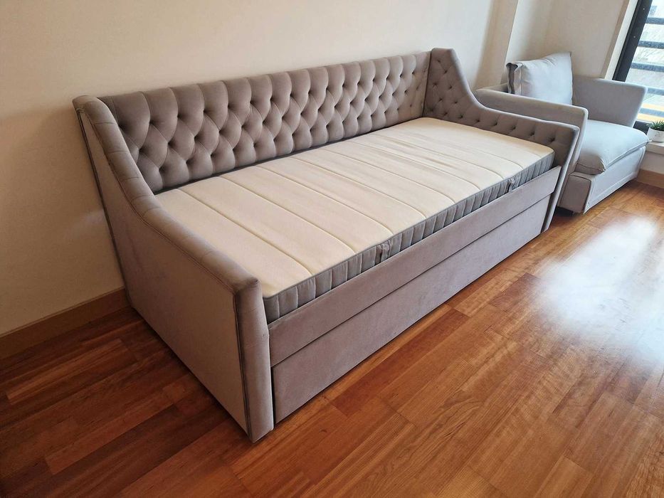 Cama gavetão Veludo Beliani Montargis 90 x 200 cm (sem colchao)
