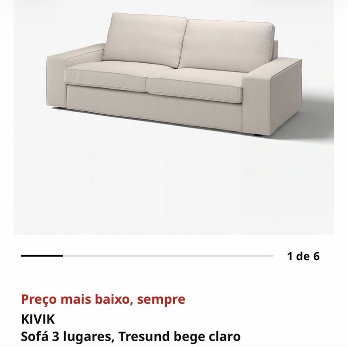 SOFÁ KIVIK 3 lugares, Tresund bege claro