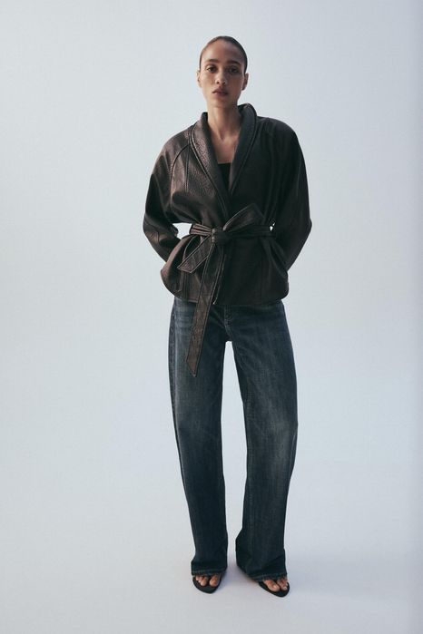 Шкірянка косуха Zara, нова з біркою, темно коричнева Xs
