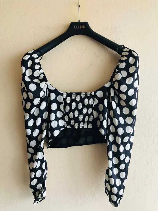 Mango - nowy top, crop top w groszki (L/XL)