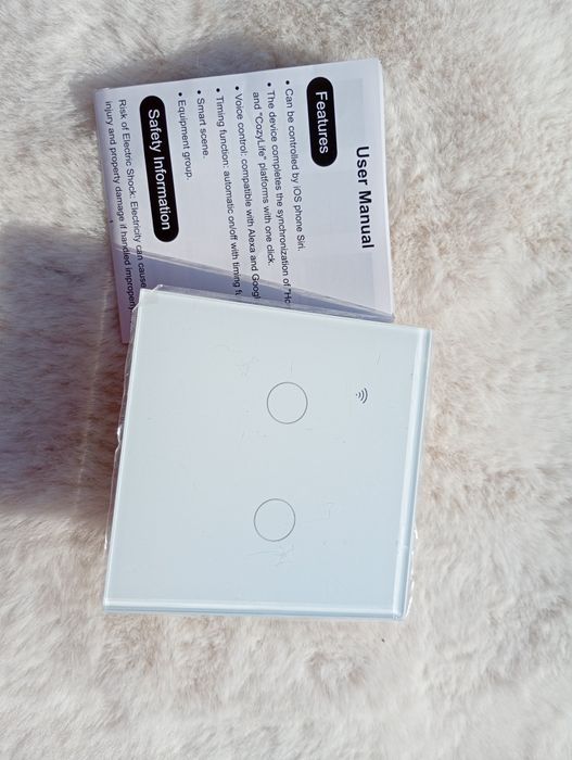 Przełącznik dotykowy biały wifi dwukanałowy