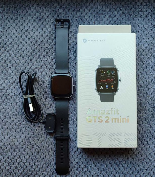 Smartwatch Amazfit GTS 2 Mini Czarny - paski - etui - stan BDB