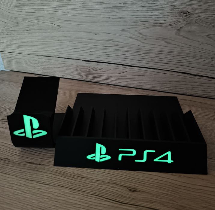 Stojak na gry i pada PlayStation 4 napis fluorescencyjny