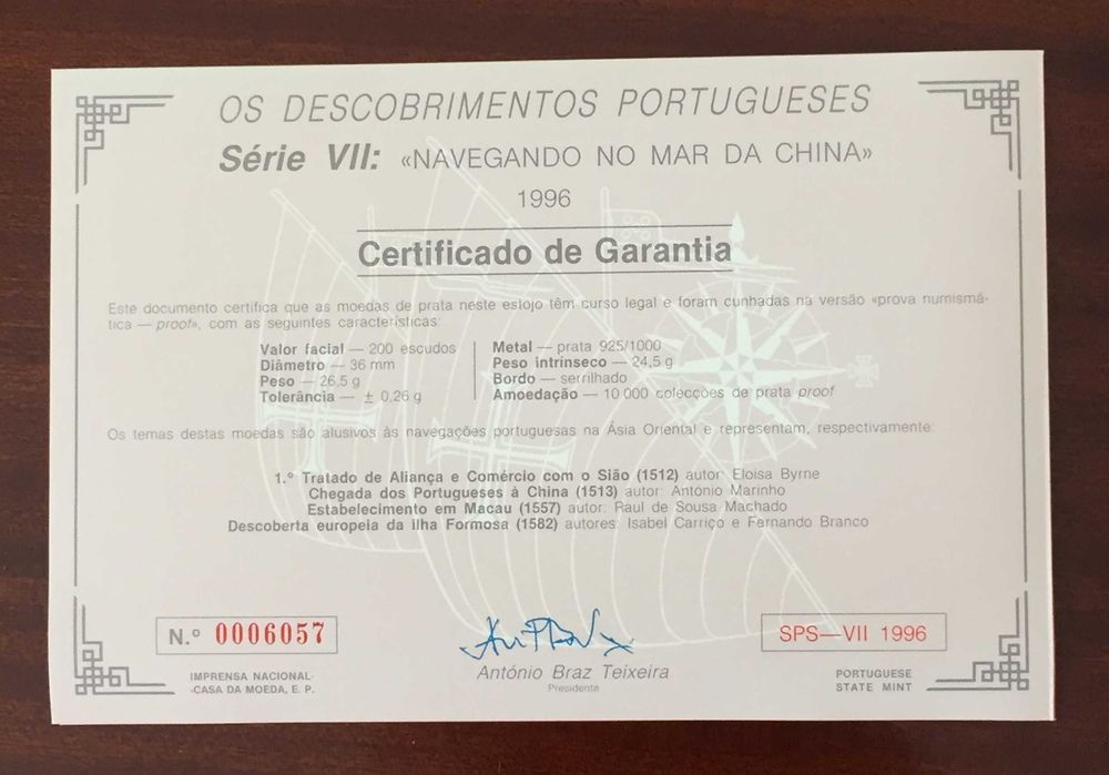 Descobrimentos Portugueses PROOF, Série VII,estojo+certificado da INCM