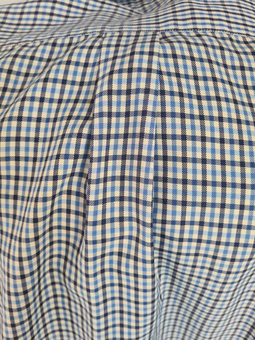 Camisa Victor Emmanuel, quadrados pequenos, azul, bege e preto