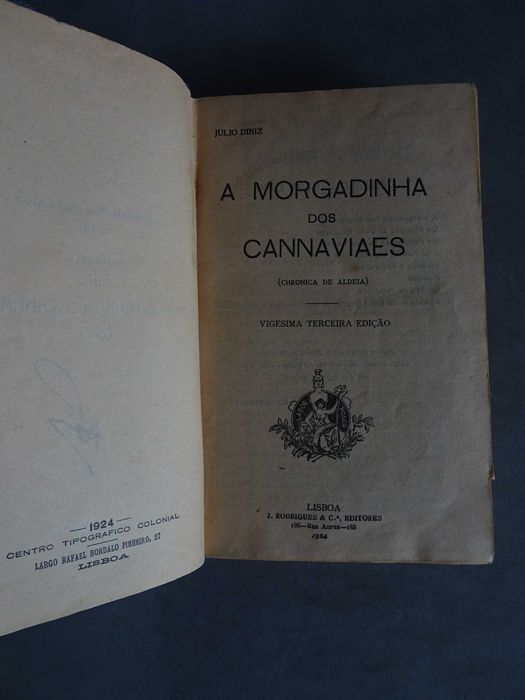 Livro Julio Diniz - A Morgadinha dos Canaviais 1924