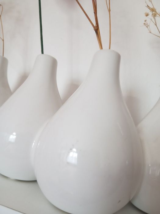 5 vasos interligados para flores, branco