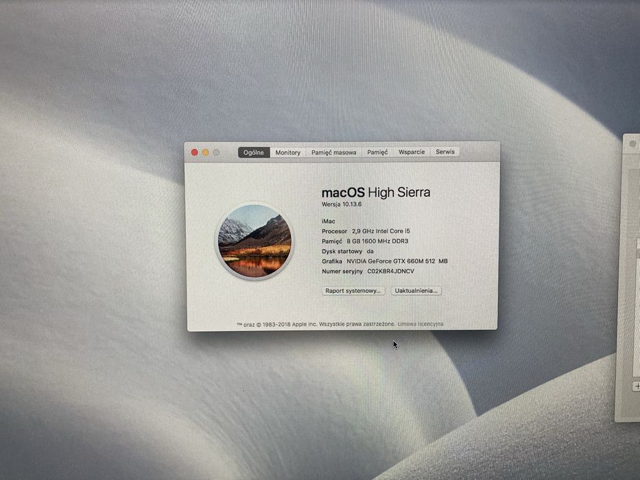 Apple Imac 27  cali koniec 2012