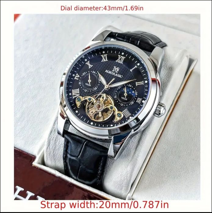 Автоматичний годинник AOKULASIC з чорним циферблатом