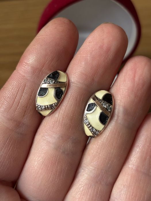 Сережки срібні емаль каблучка підвіска кульчики серебро