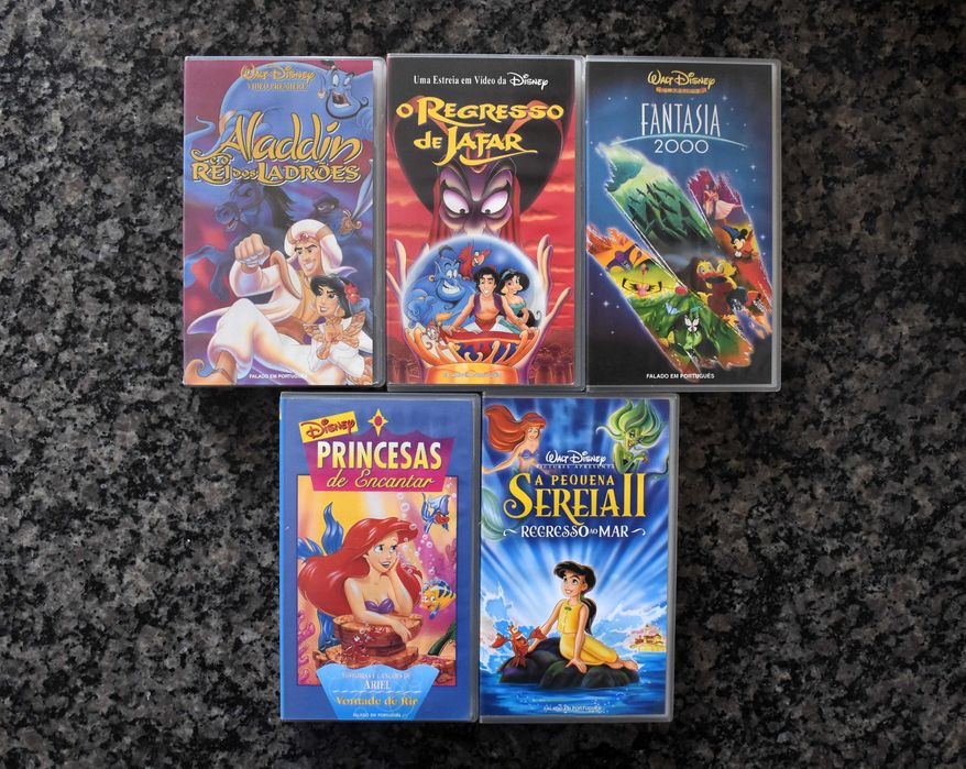 Lote 1 Disney - 5 filmes de animação em VHS